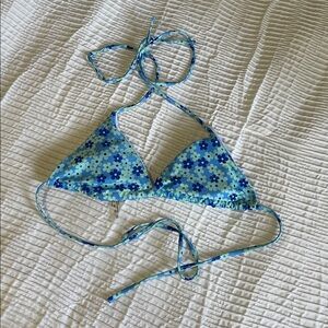 Floral Blue Bikini Top